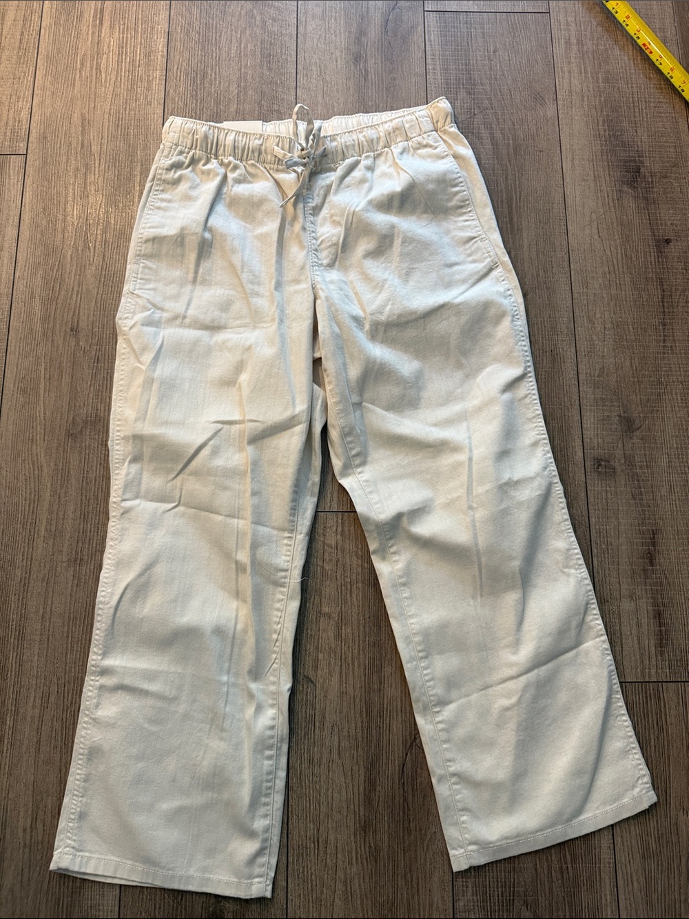 NWT Banana Republic Women's Straight Leg Drawstring Pants in Light Cream SMALL